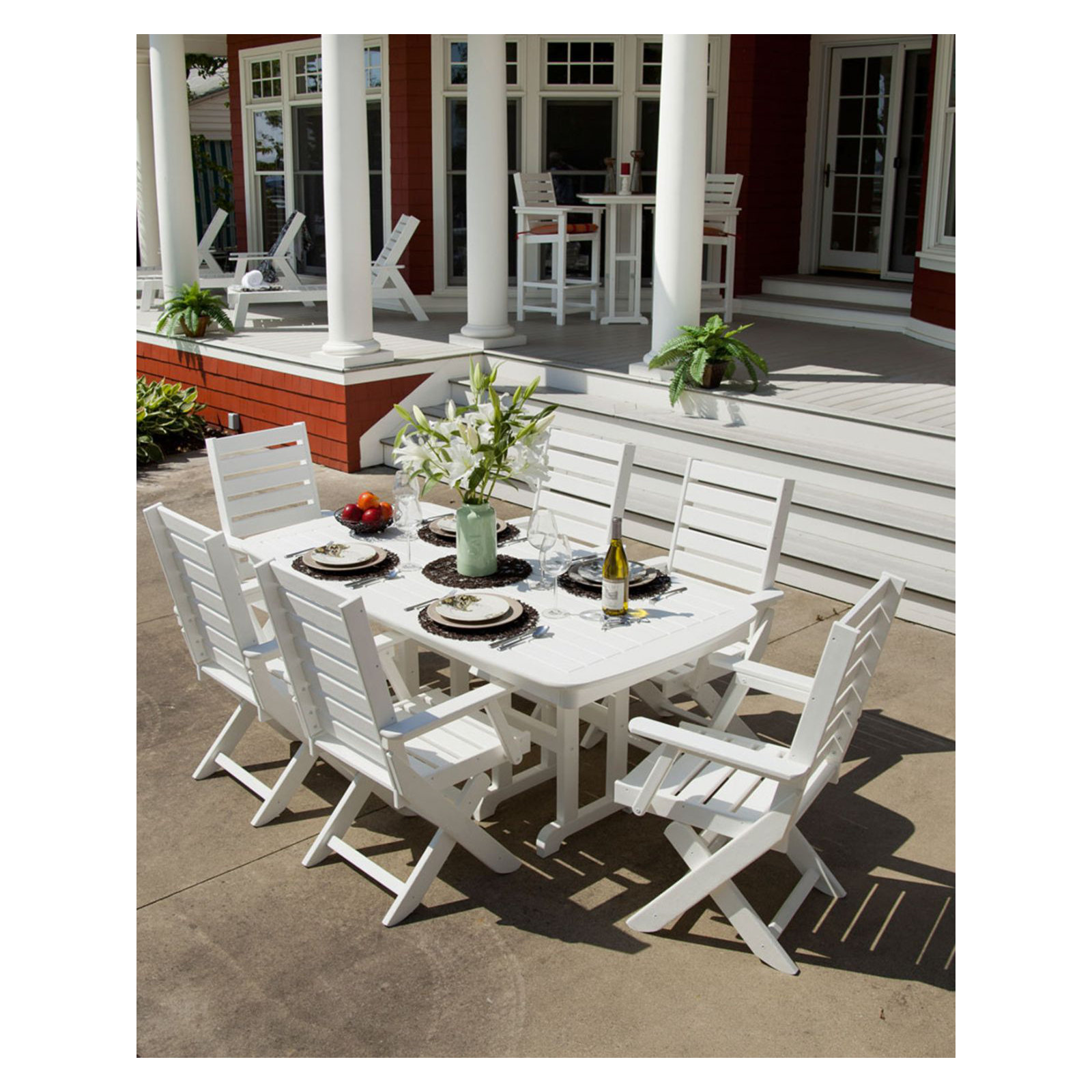 POLYWOOD Captain Folding Dining Chair, White