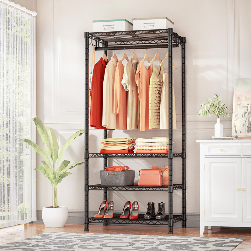 Garde-robe autoportante portative à 4 niveaux, un sauveur de rangement pour les petites chambres, Black