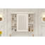 Armoire de rangement murale bleue 35 po x 28 po avec porte miroir, armoire de salle de bain moderne avec miroir, armoire à pharmacie avec 6 tablettes ouvertes