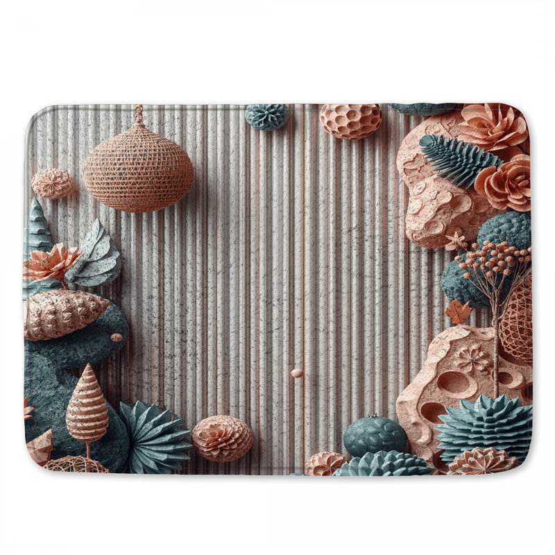 Tapis de bain texturé à arrangement floral, L 34 po x L 21 po