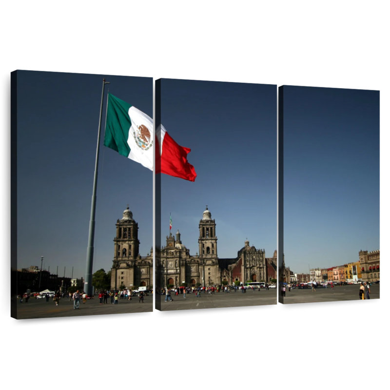 Sireci Mexican Flag In Zocalo, 48" H x 74" W