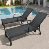 Patio Aluminum Adjustable Back Chaise Lounges With Wheels