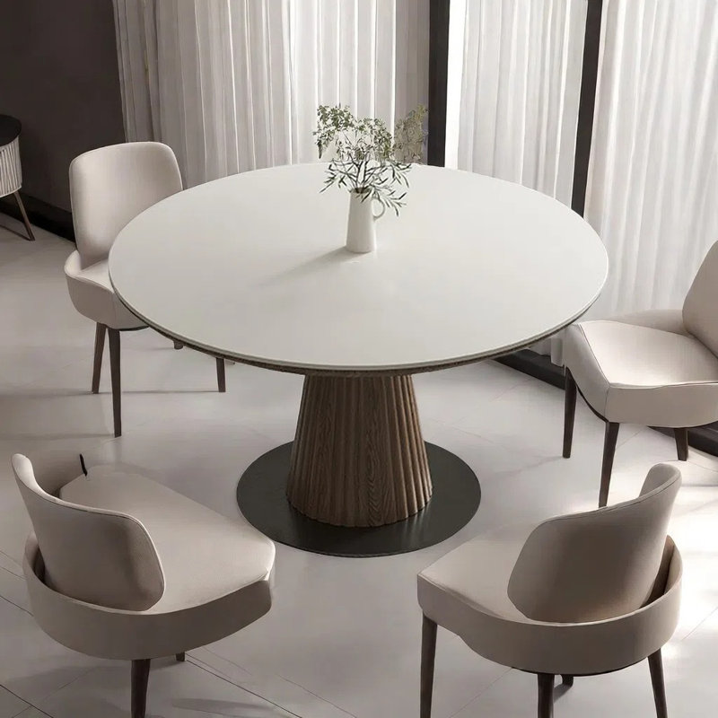 Table de salle à manger Yoany Nordic, Blanc, H 29,52 po x L 47,24 po x l 47,24 po