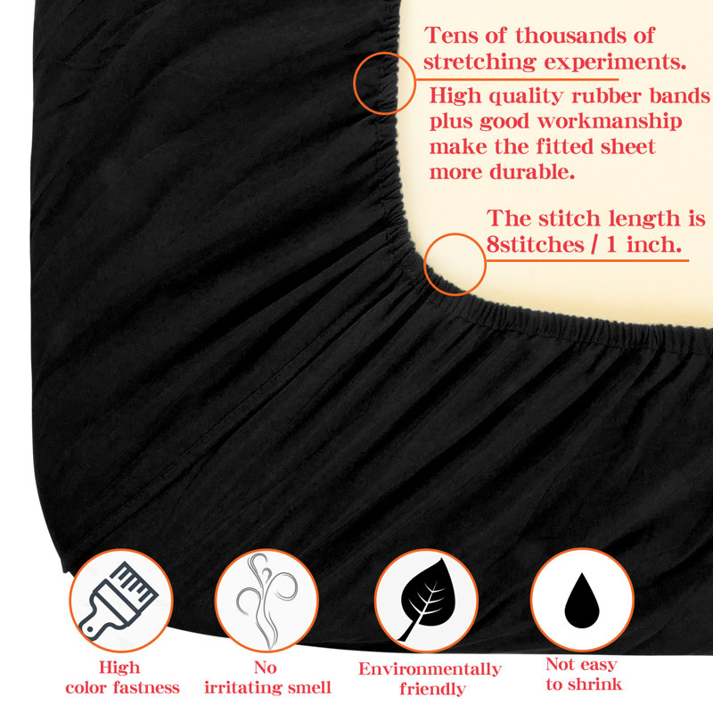 Ensemble de draps, ensemble de draps en microfibre brossée 1800 avec poche profonde - NTBAY, Noir