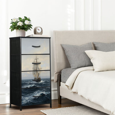 Commode 4 tiroirs pour chambre à coucher, commode étroite, plateau en bois et structure en fer de travail 18 po x 37,5 po - (l x H)