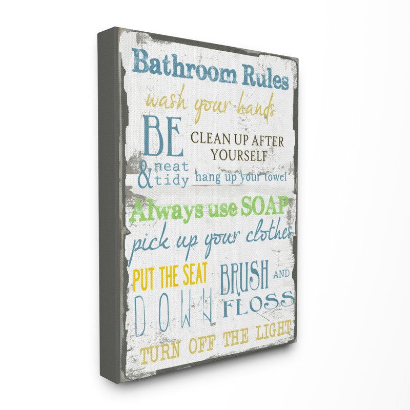 «Bathroom» - reproduction d'art textuel, Toile tendue, H 20 po x l 16 po x p 1,5 po