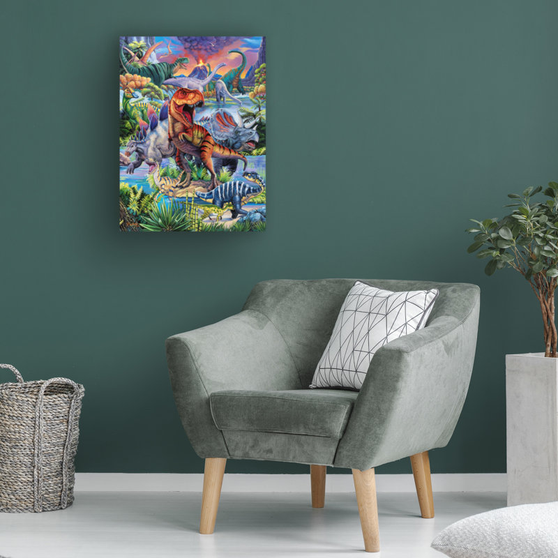Jenny Newland «Dinosaurs», art sur toile, H 47 po x l 35 po x P 2 po