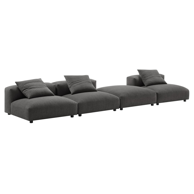 Solace 4-Piece Modular Upholstered Sectional Sofa, Charcoal Fabric