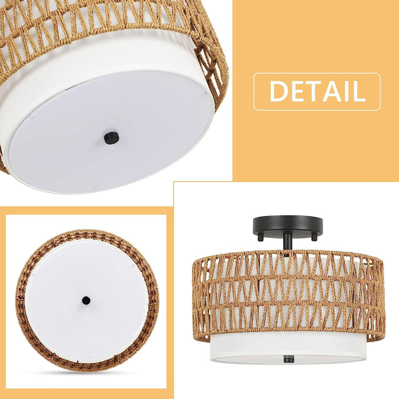 Christon Rattan LED Semi Flush Mount