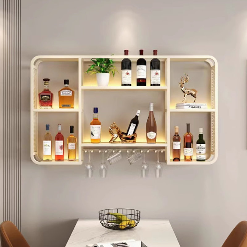 Small Wall Mounted Wine Rack, 27.5" H x 39.3" W x 7.8" D, Butter