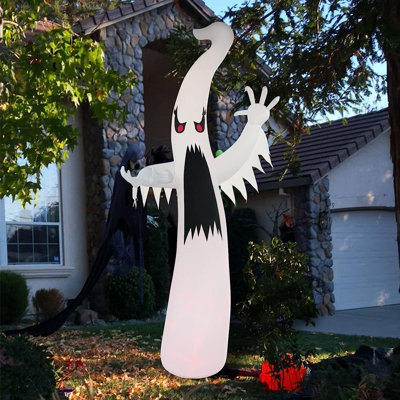 12 pieds d'Halloween gonflables effrayants yeux rouges fantôme avec décorations de jardin à DEL avec lumières à DEL intégrées pour la fête des fêtes