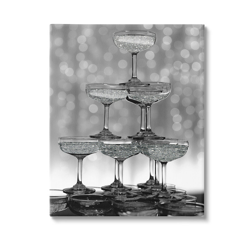 "Stacked Champagne Glasses", art mural par Lil 'Rue, H 40 po x l 30 po