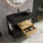 36" Bathroom Vanity with Sink, Metal Legs, Towel Rack, Drawer & Laundry Basket-122502074-122502077