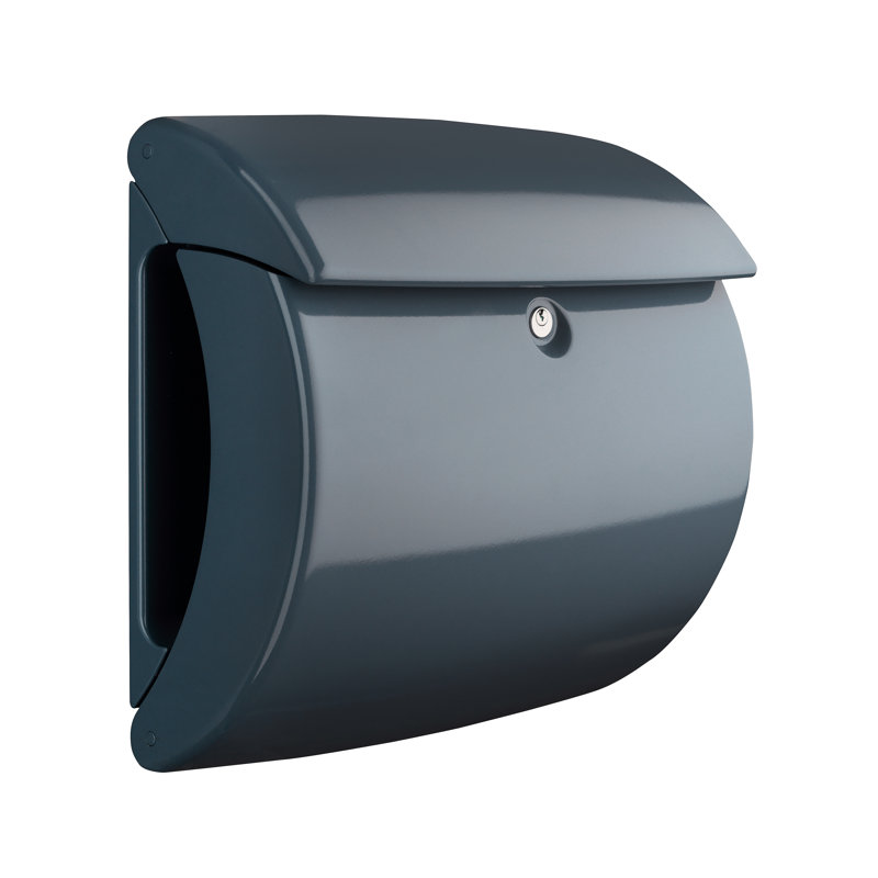 Piano High Quality Lacquer Finish Wall Mounted Lockable Weatherproof Post Box & Intergrated Newspaper Holder, Granite