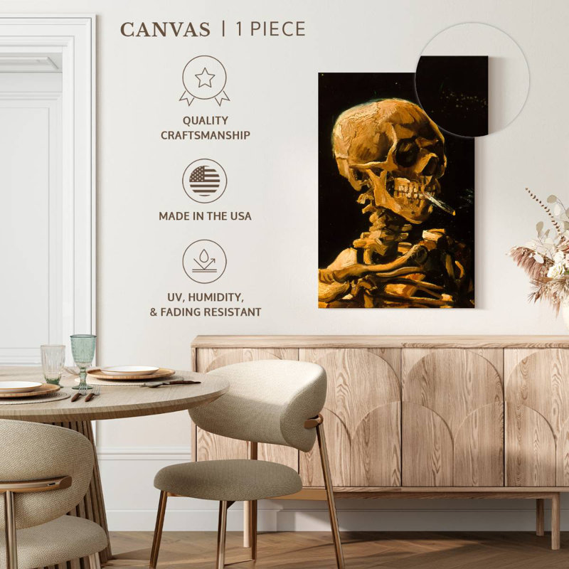 Kelan Skull With Cigarette 1885, 30" H x 20" W