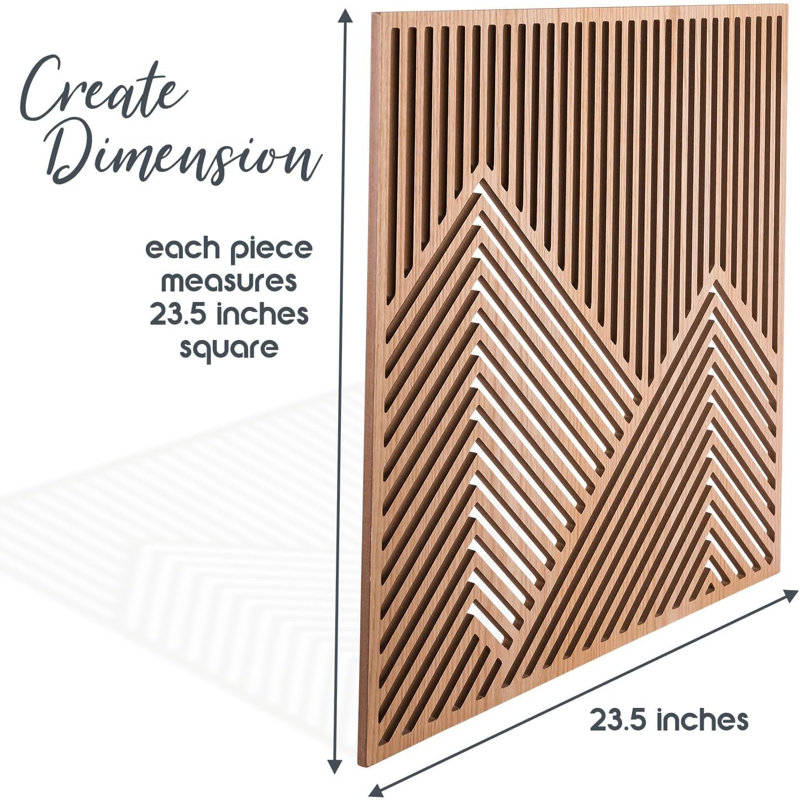 2 pièces d'art mural en bois montagne - panneau mural en bois moderne