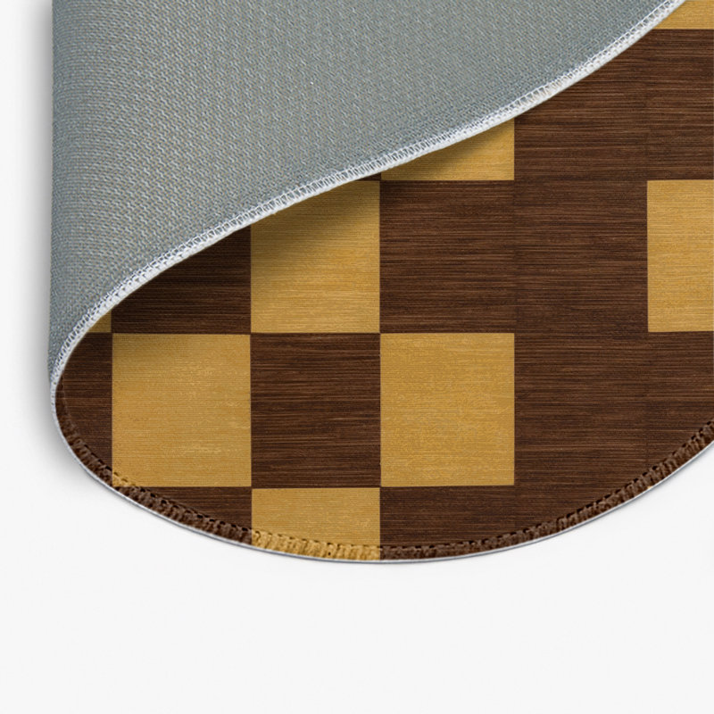 Tapis d'intérieur et d'extérieur à carreaux brun, Rond 5 pi