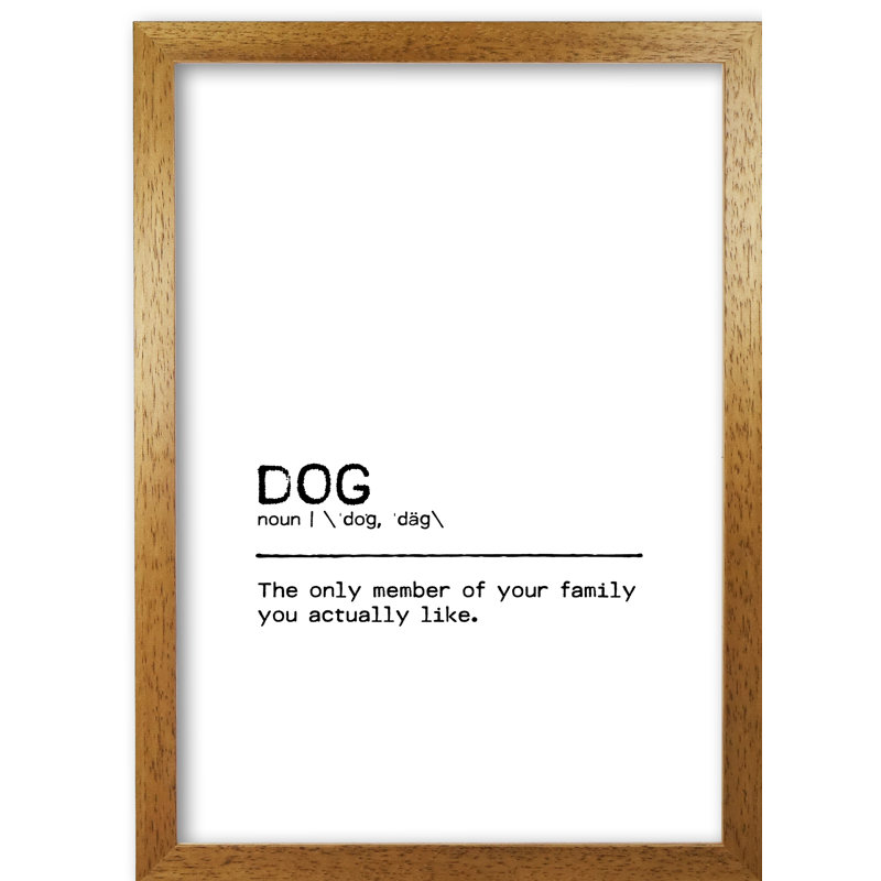 Dog Family - Print, 30 cm H x 21 cm W x 5 cm D, Honey Oak Frame