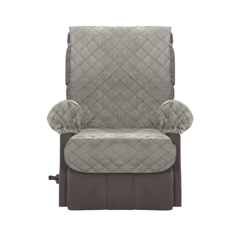 Polyester Box Cushion Recliner Slipcover, Gray Polyester