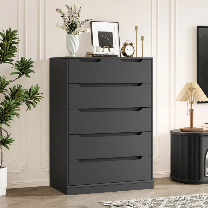 Commode 6 tiroirs, Noir
