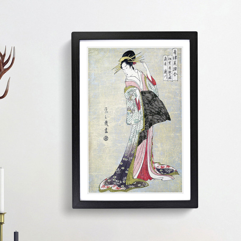 Takigawa of the Ogiya Brothel by Chobunsai Eishi - Picture Frame Art Print, Black Framed, 48cm H x 36cm W x 2cm D