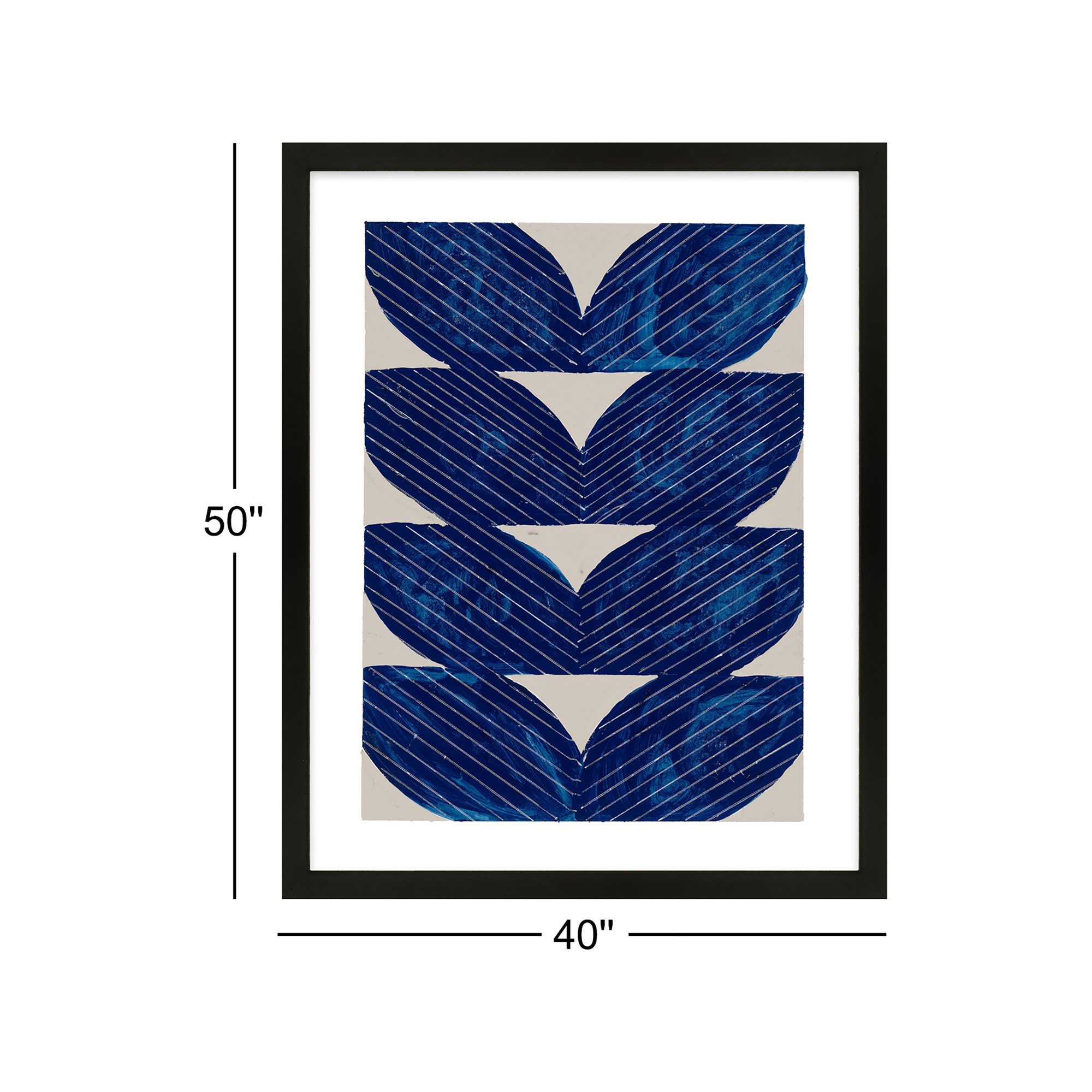 Navy Chevron by Andrea Stokes, Black, 50" H x 40" W