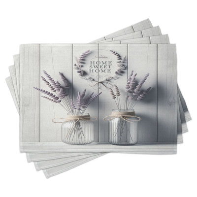 Polyester Pale Lavender And Coconut Rectangle Placemat