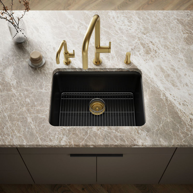 Cairn® 25" L x 18" W Undermount Kitchen Sink With Accessories, Matte Black
