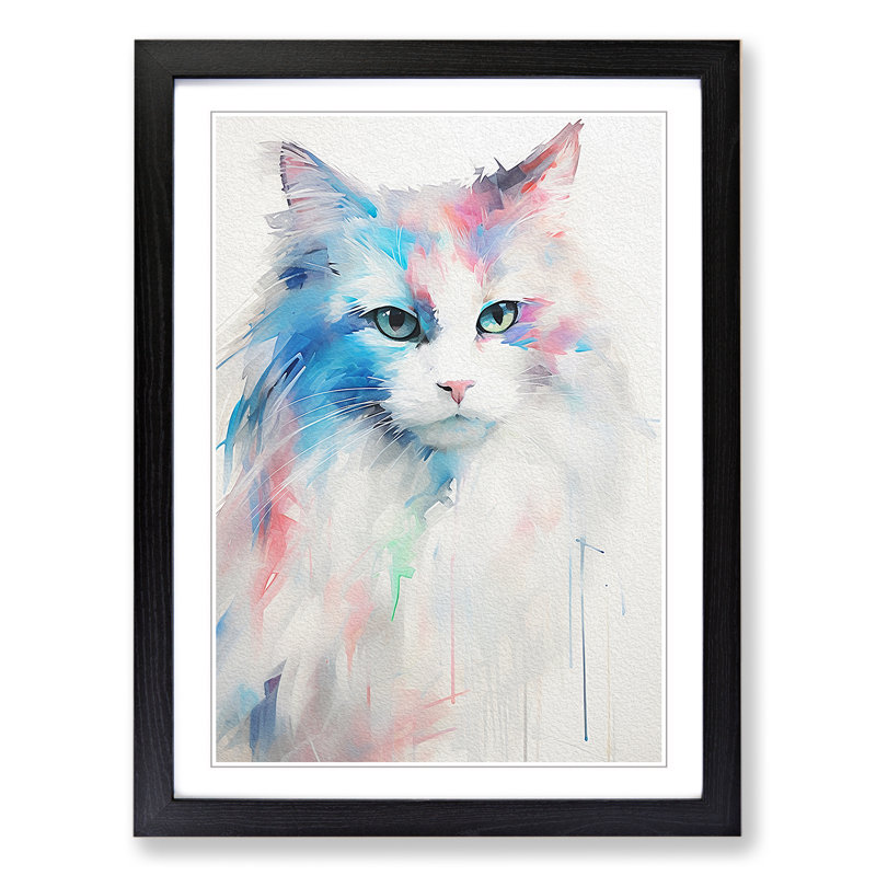 Ragdoll Cat Gestural No.2 - Framed Print, Black, 34cm H x 25cm W x 2cm D