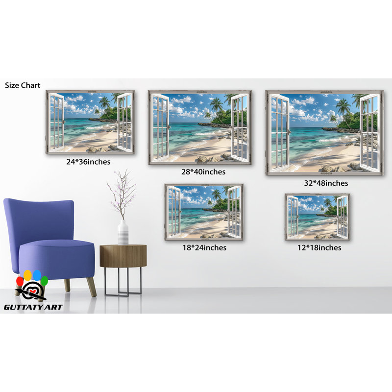 Tableaux, art mural palmiers, impressions sur toile coucher de soleil sur l'océan, H 24 po x l 35 po