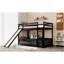 Lit superposé simple au-dessus d'un lit simple avec glissière et échelle, espresso-1562581058