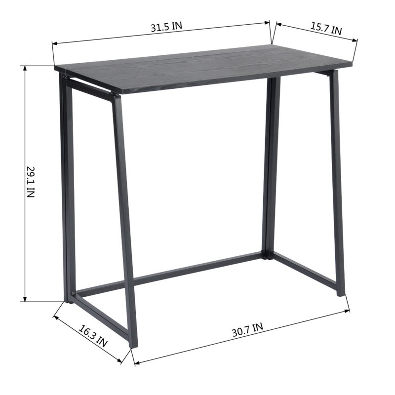 Bureau pliant, table d'ordinateur compacte, bureau d'étude compact pour bureau à domicile, 31,5 pouces, bureau simple