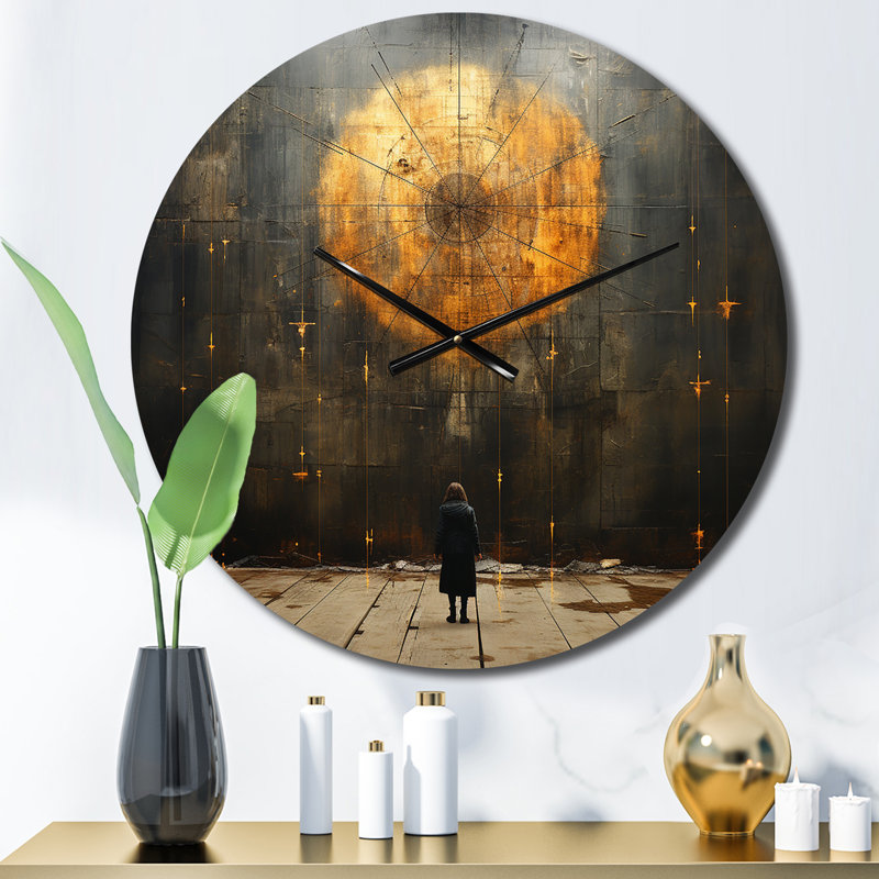 Pleine lune, Révélations, Illustration rétro I - Horloge murale paysage abstrait, Moyenne