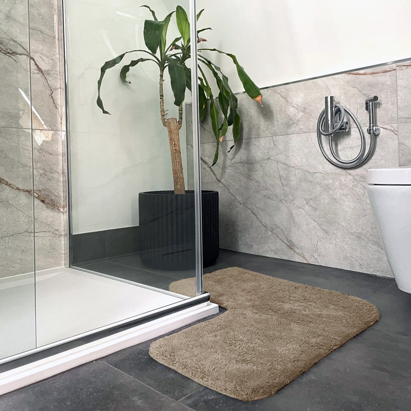 Afruza Corner Shower Bath Mat, Mocha