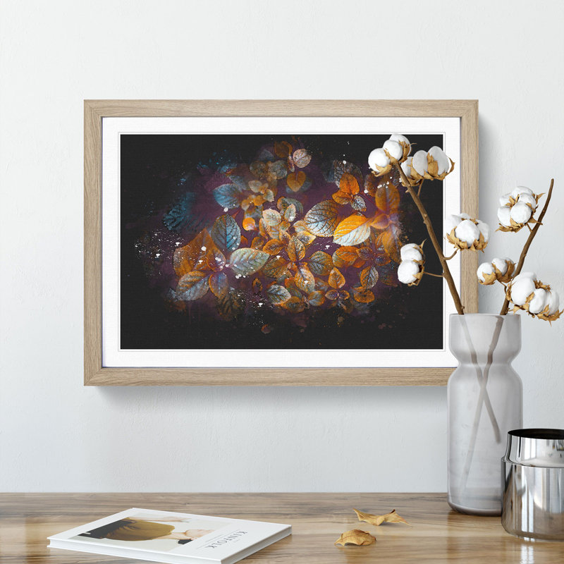 Pretty Leaves - Picture Frame Graphic Art Print, 62cm H x 87cm W x 2cm D, Oak Framed