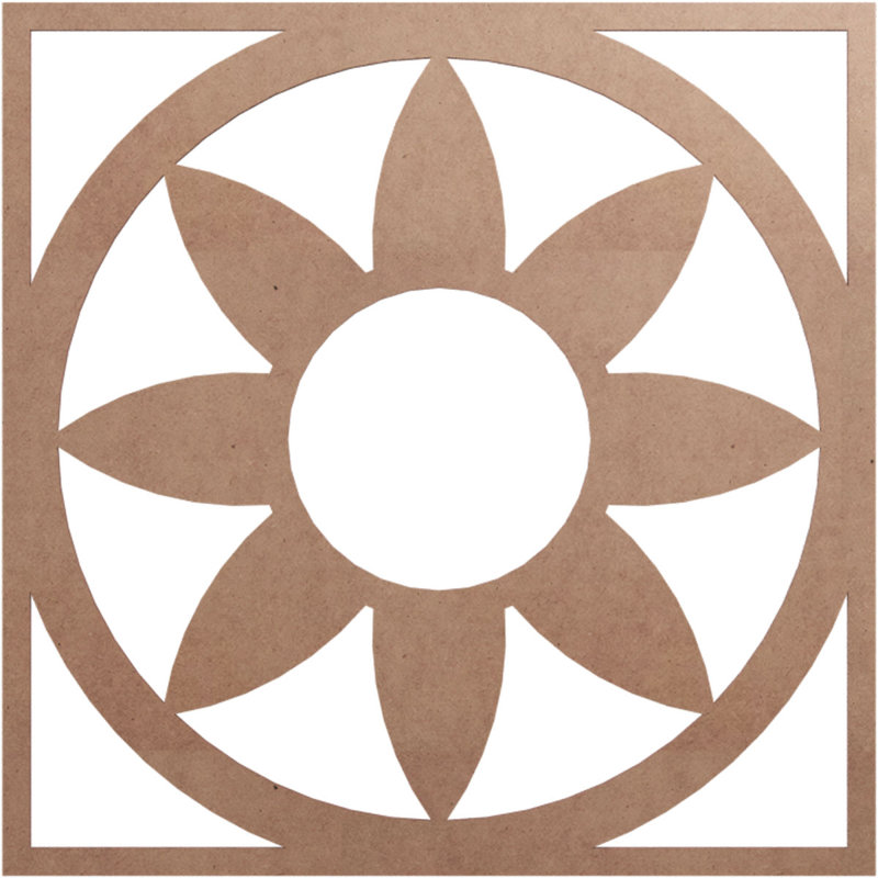 Médaillon de plafond en bois Blume, Bois (qualité peinture), H 32 po x l 32 po x P 0,38 po