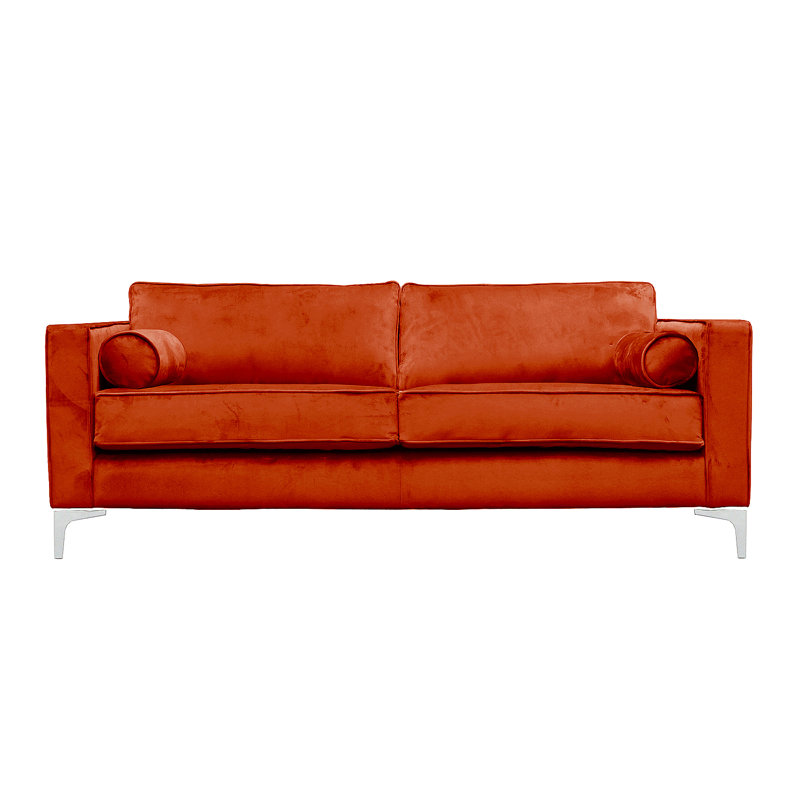 Georgio 3 Seater Velvet Sofa, Rust