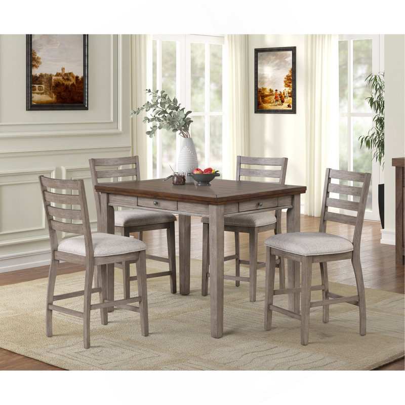 Counter Height Two Tone 4 Drawer Dining Table