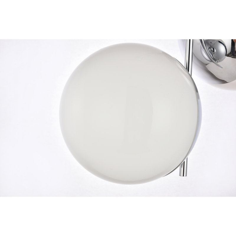 Yearby 2-Light Dimmable Globe Chandelier, Chrome, Frosted White