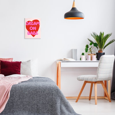 Dream On Babe, plaque murale cœur rouge, design par House of Lulu