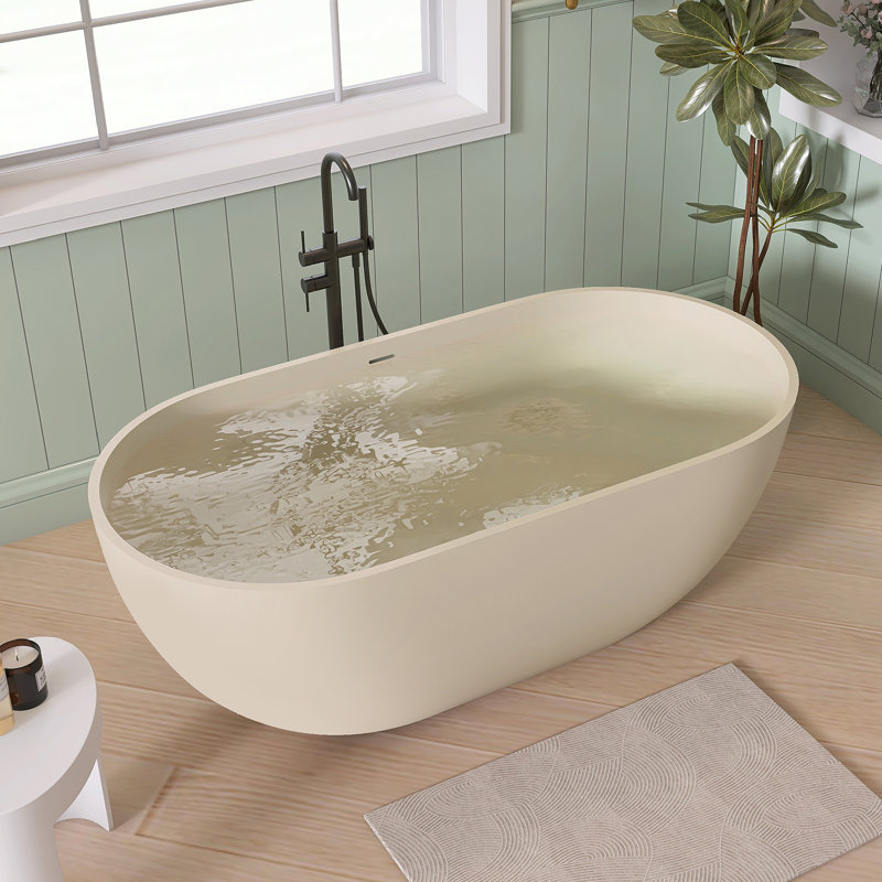 Baignoire de trempage autoportante 59 po. X 29 po., Crème chaleureuse