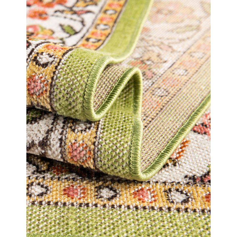 Oriental Green Area Rug, Rectangle 7'10" x 11'
