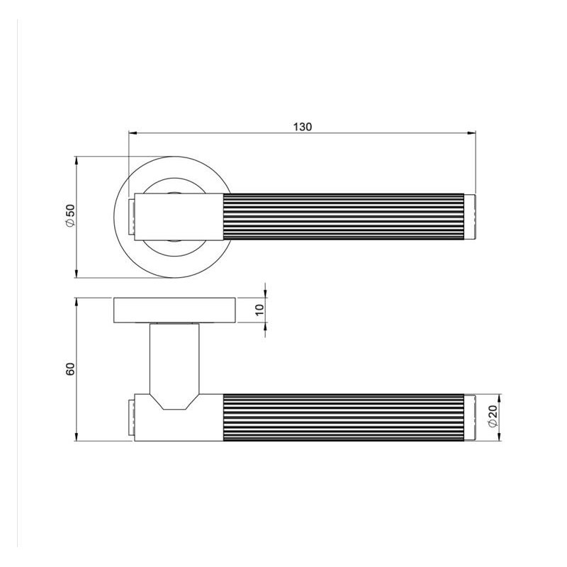  6 Set Linear T-Bar Door Handles in Matt Black Finish with Latch and Ball Bearing Hinges