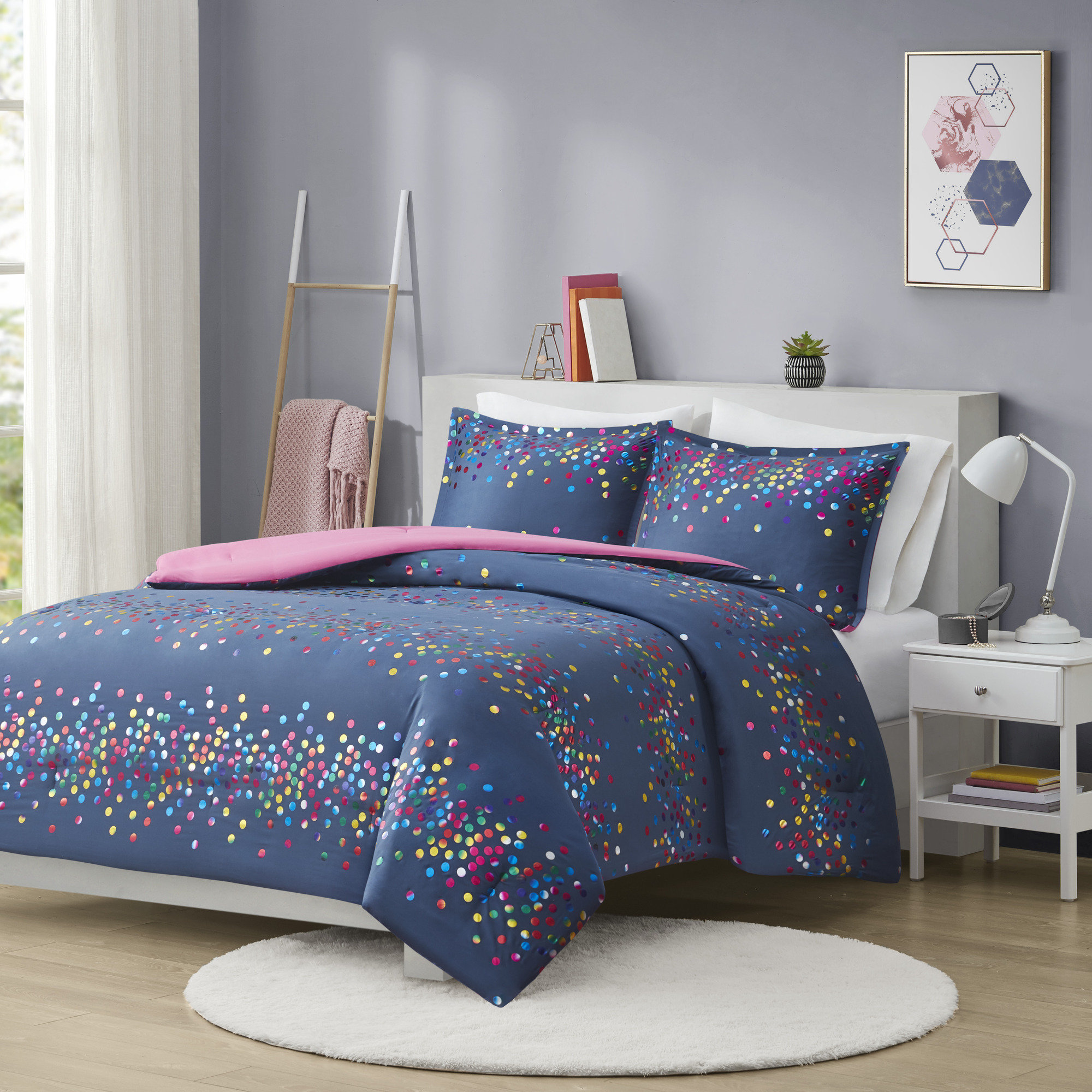 Blue Lv Multicolored Print Bedding Set - 1 Duvet, 1 Bed Sheet And 4  Pillowcases.