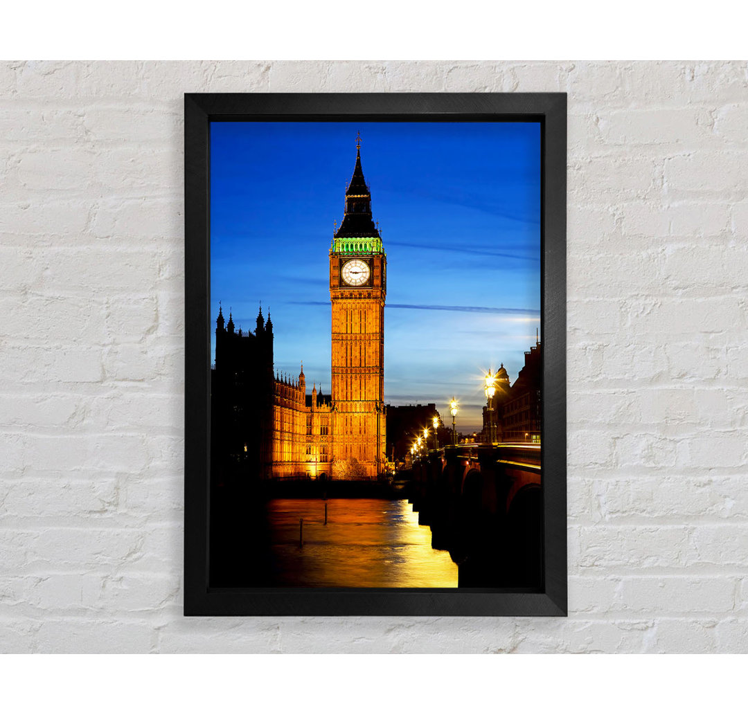 Gerahmtes Poster Londoner Themse-Reflexion des Big Ben