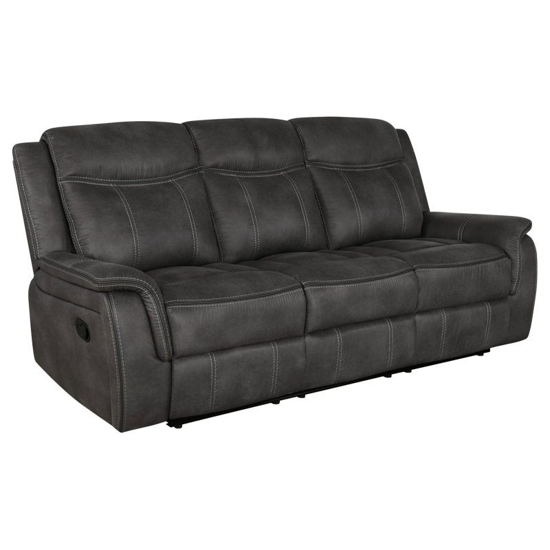 Canapé inclinable à accoudoirs rembourrés Juwana, Microfibre Performance enduite gris anthracite