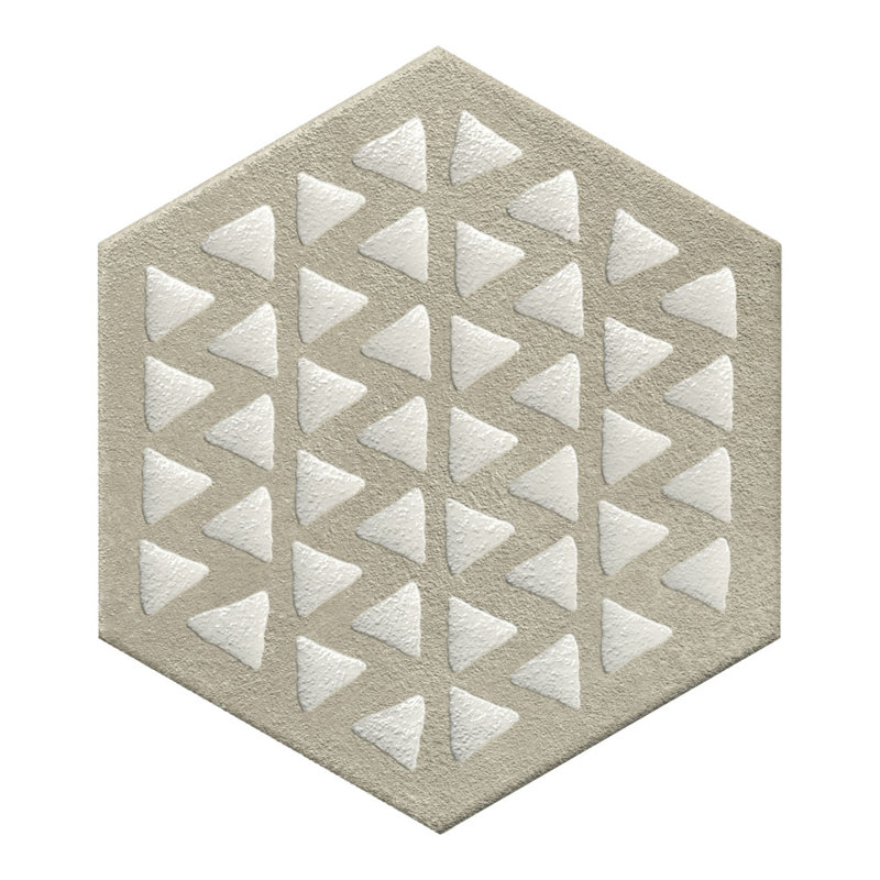 Handmade 9X10 Hexagon Intarsio Pattern Porcelain Tile, Beige