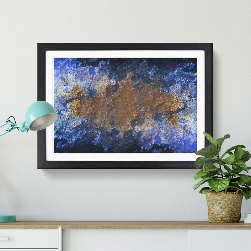 Utopia of Life in Abstract - Picture Frame Painting Print, 48cm H x 65cm W x 2cm D, Black Framed