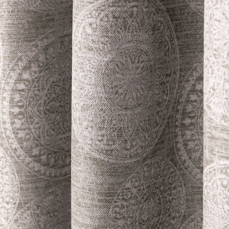 Hermbusche 100% Polyester Room Darkening Circle Print Curtain Panel with Grommet Top, Flax, 50" W x 84" L