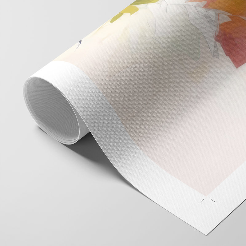 Élégance florale rose et jaune II - reproduction de toile seulement - non encadrée, H 18 po x l 12 po